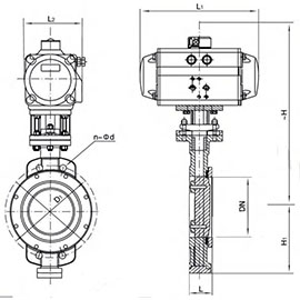 Pneumatic high-performance Triple Eccentric Wafer Butterfly Valve